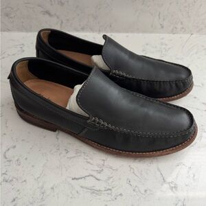 Mens Clarks black leather loafers